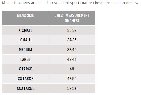 FootJoy Men's Shirt Size Chart