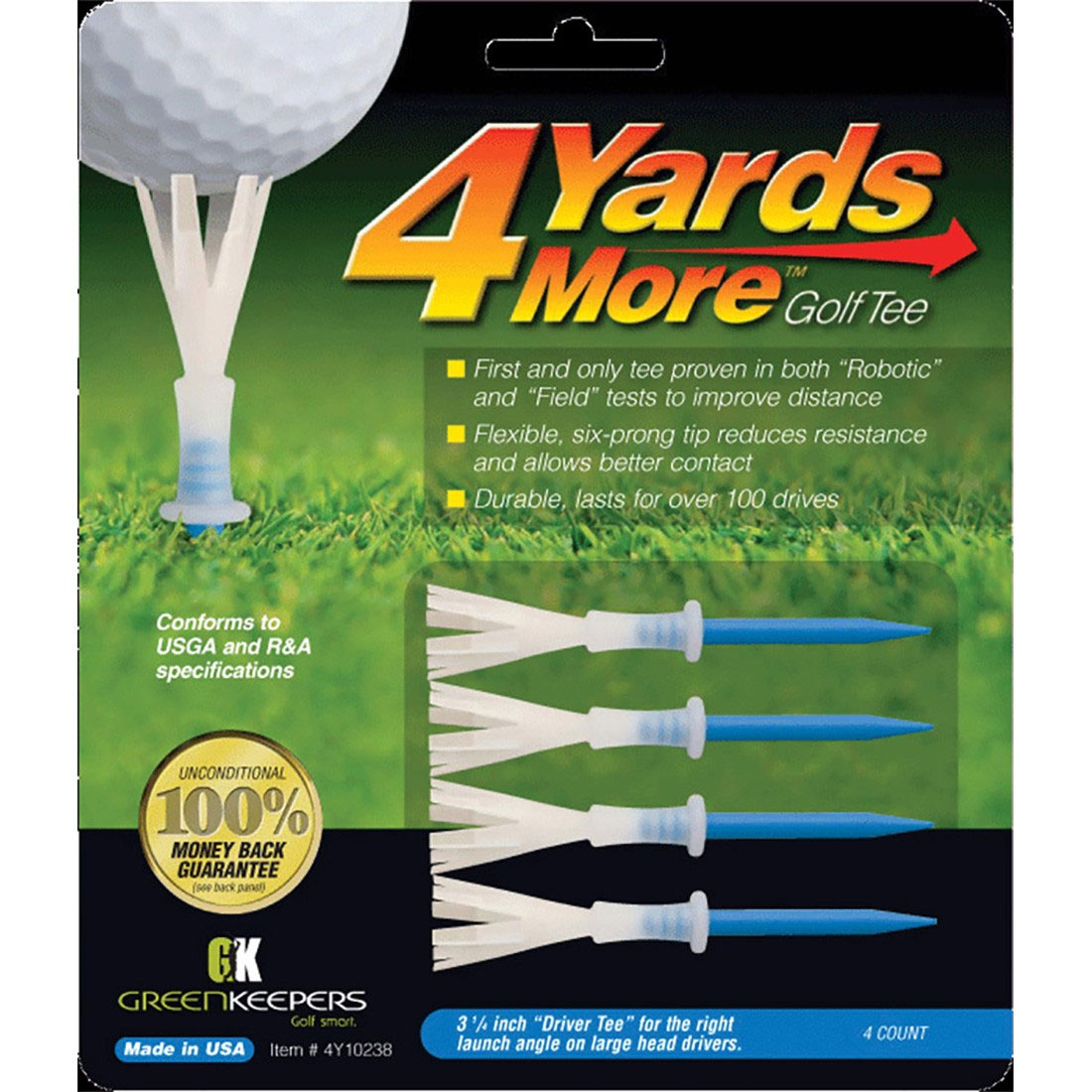 Green Keepers 4 Yards More 3 1/4" Golf Tee
