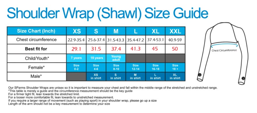 Sparms Shoulder Wrap Size Guide